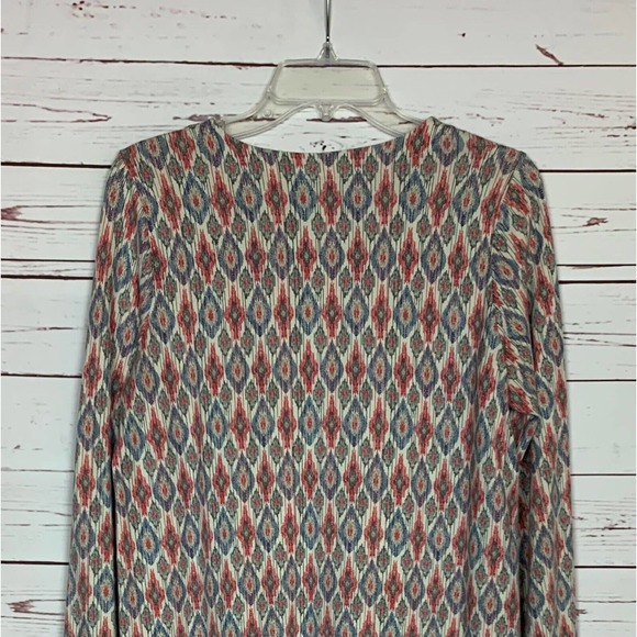 J.Jill Women's S Small Cream Blue Boho Long Sleeve Luxe Supima Tunic Top Shirt - Picture 10 of 12